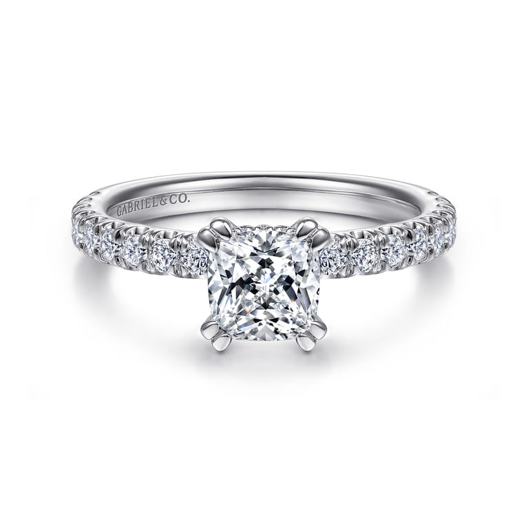 Amira - 14K White Gold Cushion Cut Diamond Engagement Ring - 0.51 ct - Shot 1