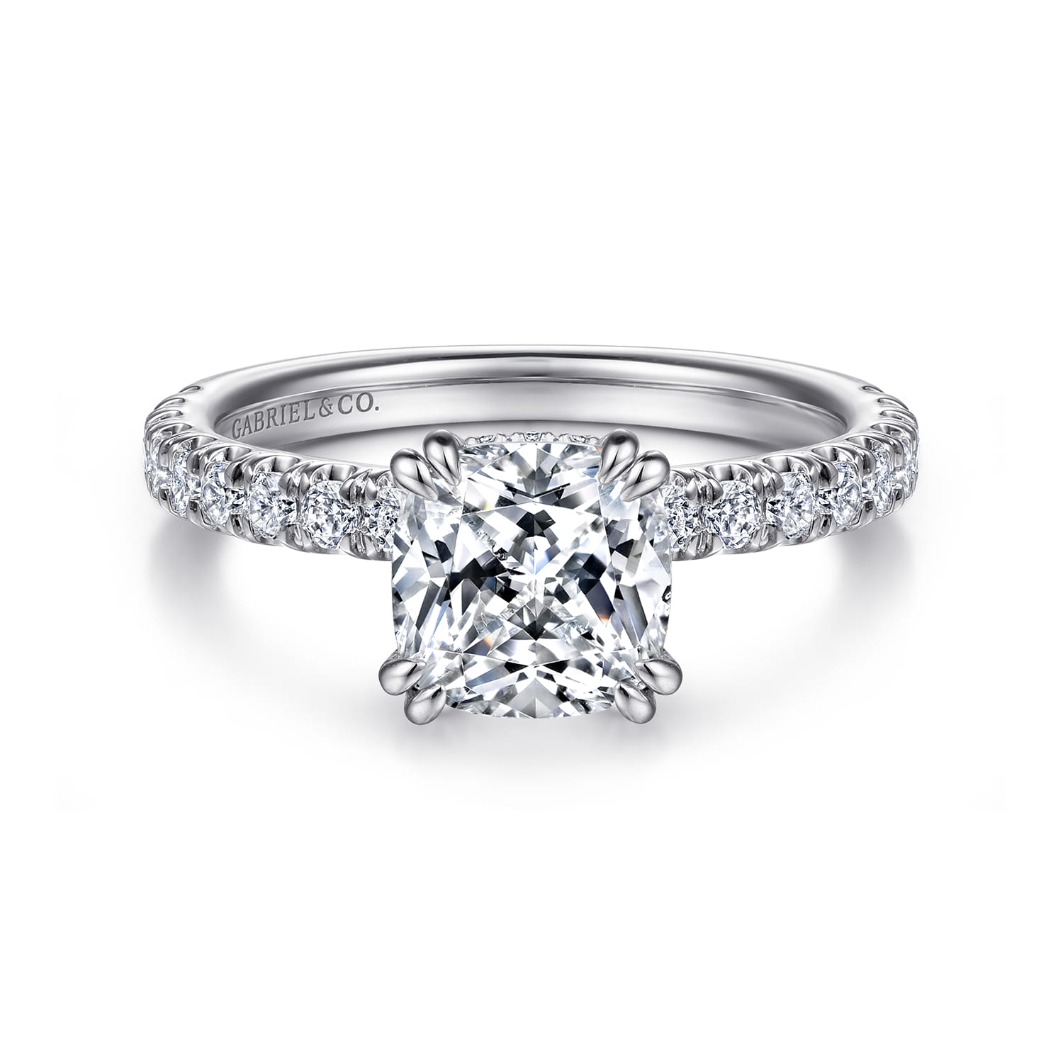 Amira - 14K White Gold Cushion Cut Diamond Engagement Ring - 0.55 ct - Shot 1