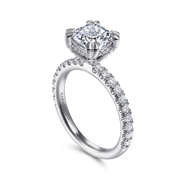 Amira - 14K White Gold Cushion Cut Diamond Engagement Ring - 0.55 ct - Shot 3