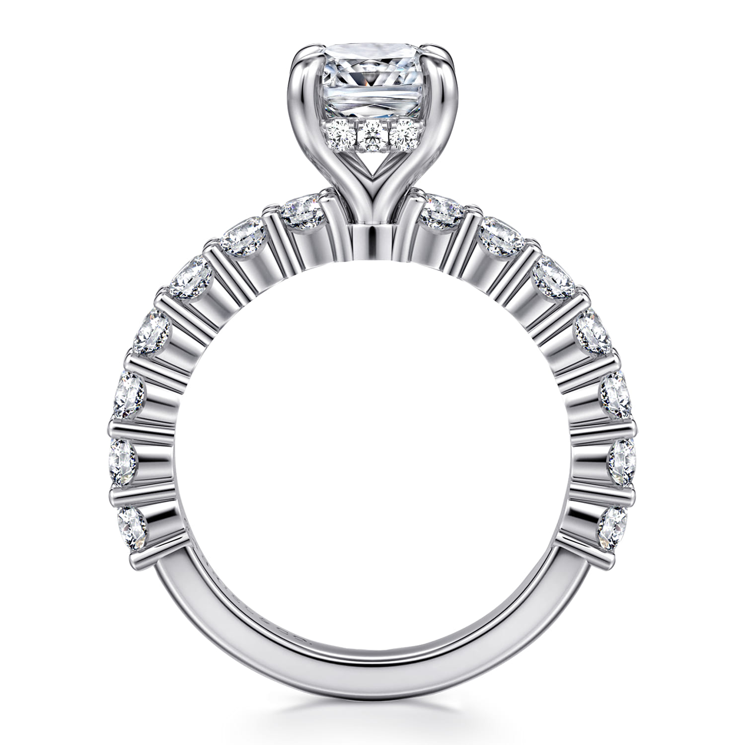 Brosnan - 14K White Gold Cushion Cut Diamond Engagement Ring - 1.1 ct - Shot 2