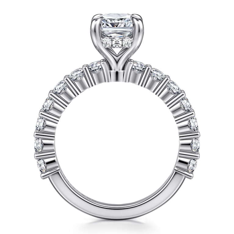 Brosnan - 14K White Gold Cushion Cut Diamond Engagement Ring - 1.1 ct - Shot 2