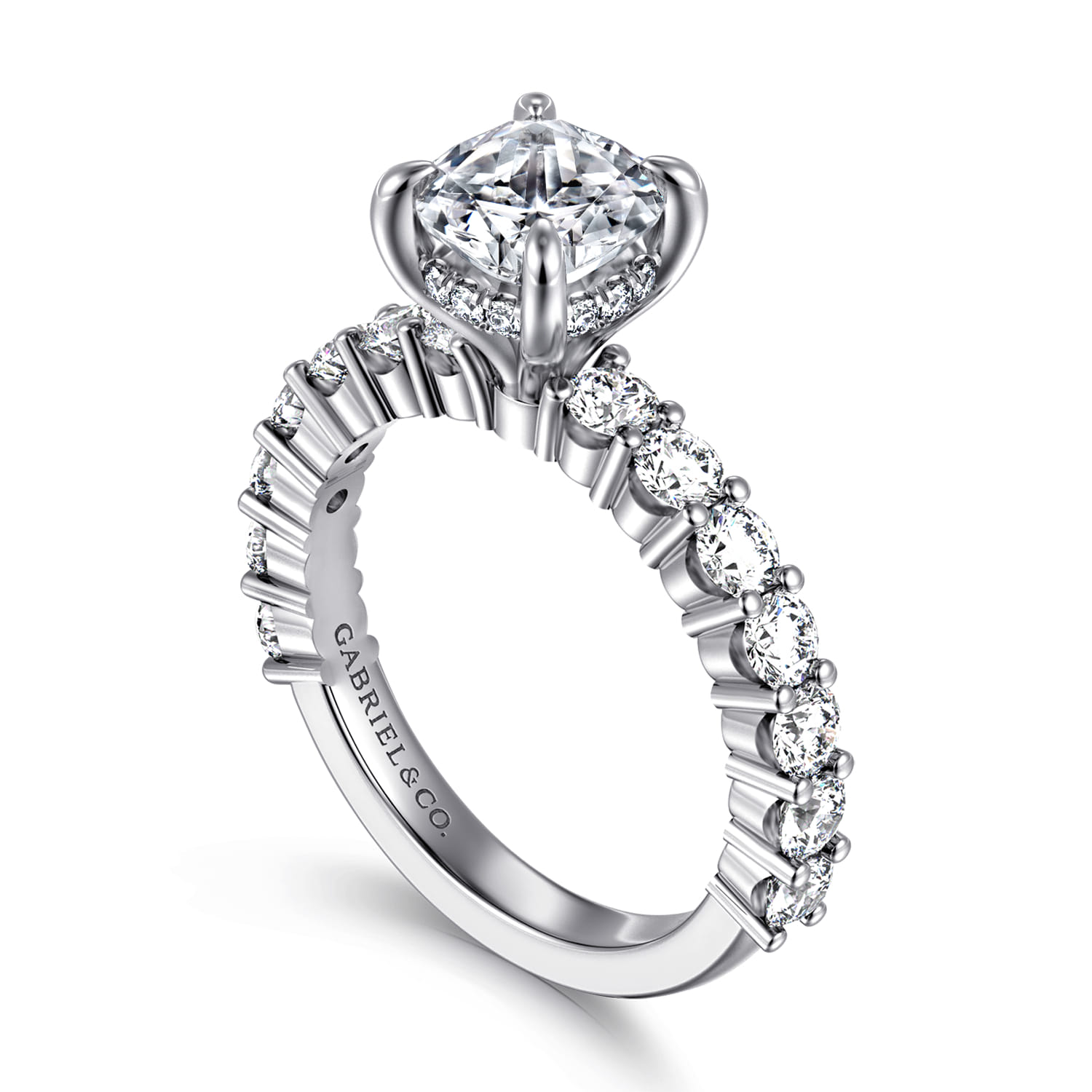 Brosnan - 14K White Gold Cushion Cut Diamond Engagement Ring - 1.1 ct - Shot 3