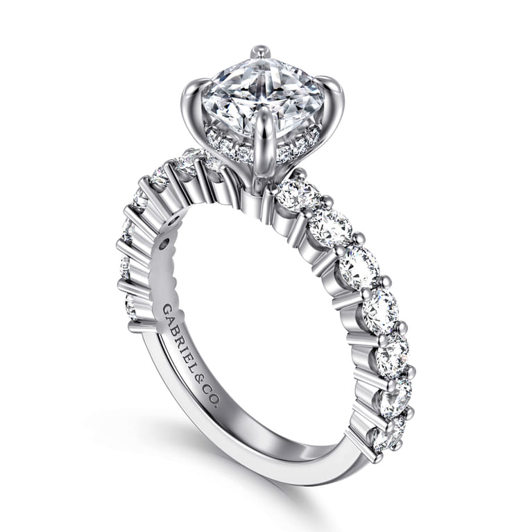 Brosnan - 14K White Gold Cushion Cut Diamond Engagement Ring - 1.1 ct - Shot 3