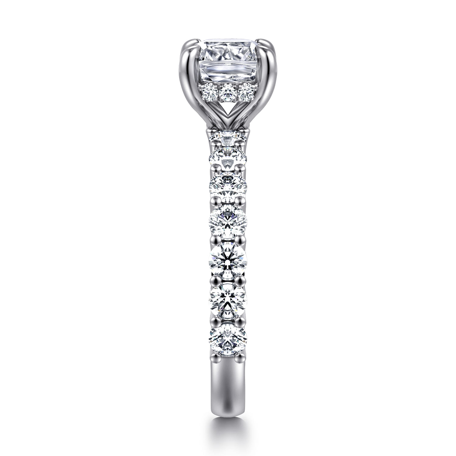 Brosnan - 14K White Gold Cushion Cut Diamond Engagement Ring - 1.1 ct - Shot 4