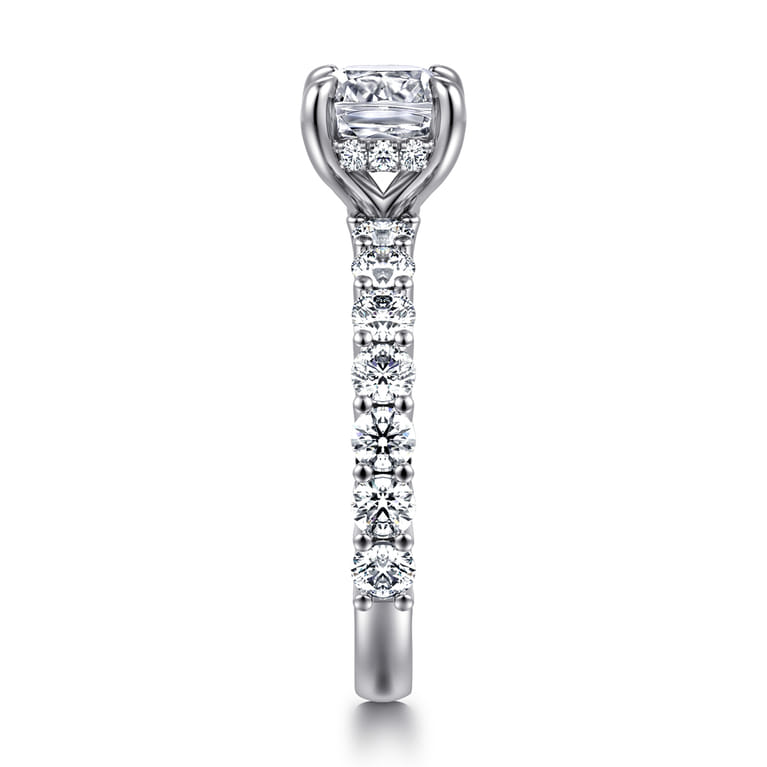 Brosnan - 14K White Gold Cushion Cut Diamond Engagement Ring - 1.1 ct - Shot 4