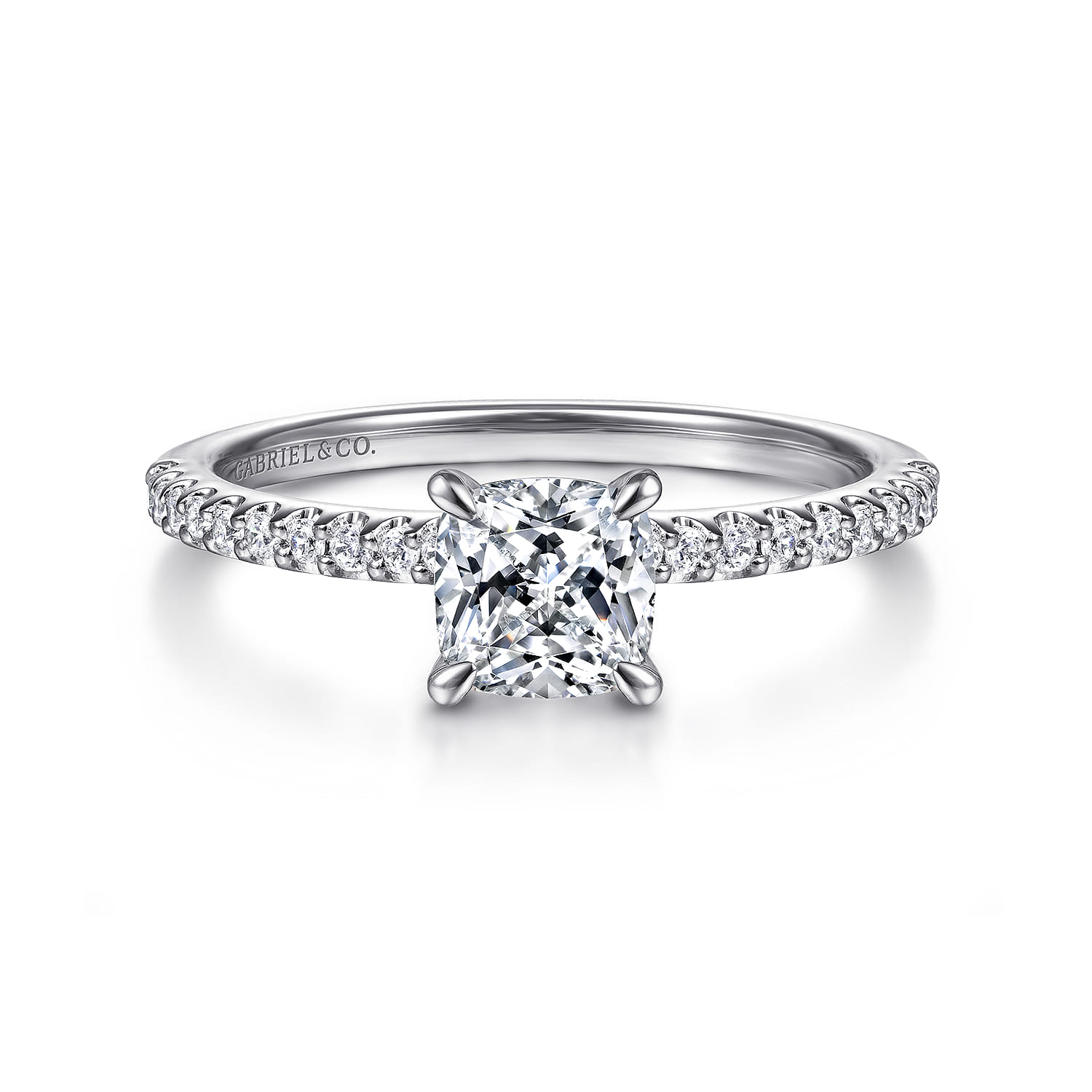 Amata - 14K White Gold Cushion Cut Diamond Engagement Ring - 0.14 ct - Shot 1
