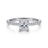 Amata - 14K White Gold Cushion Cut Diamond Engagement Ring - 0.14 ct
