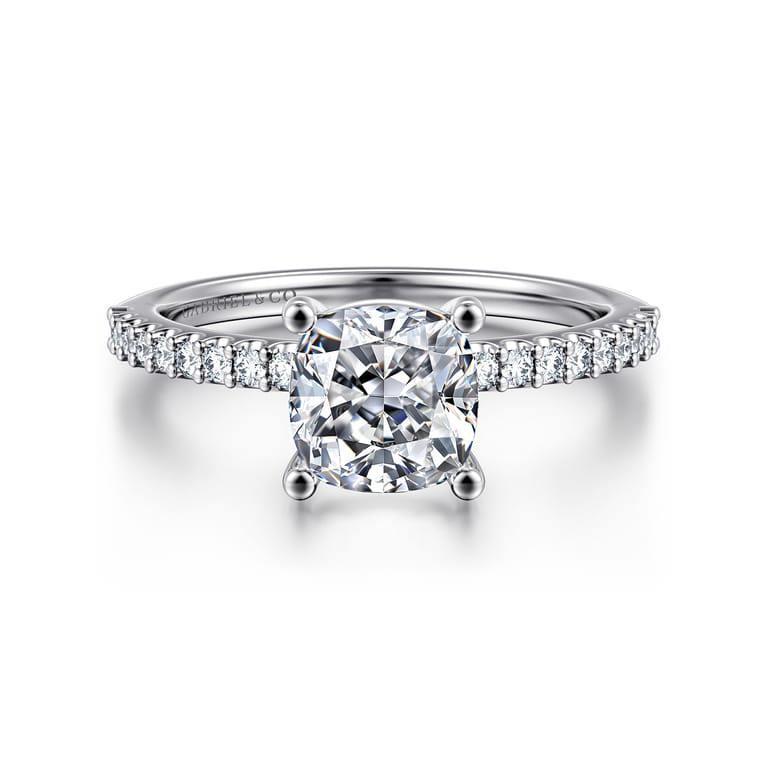 Amata - 14K White Gold Cushion Cut Diamond Engagement Ring - 0.15 ct - Shot 1