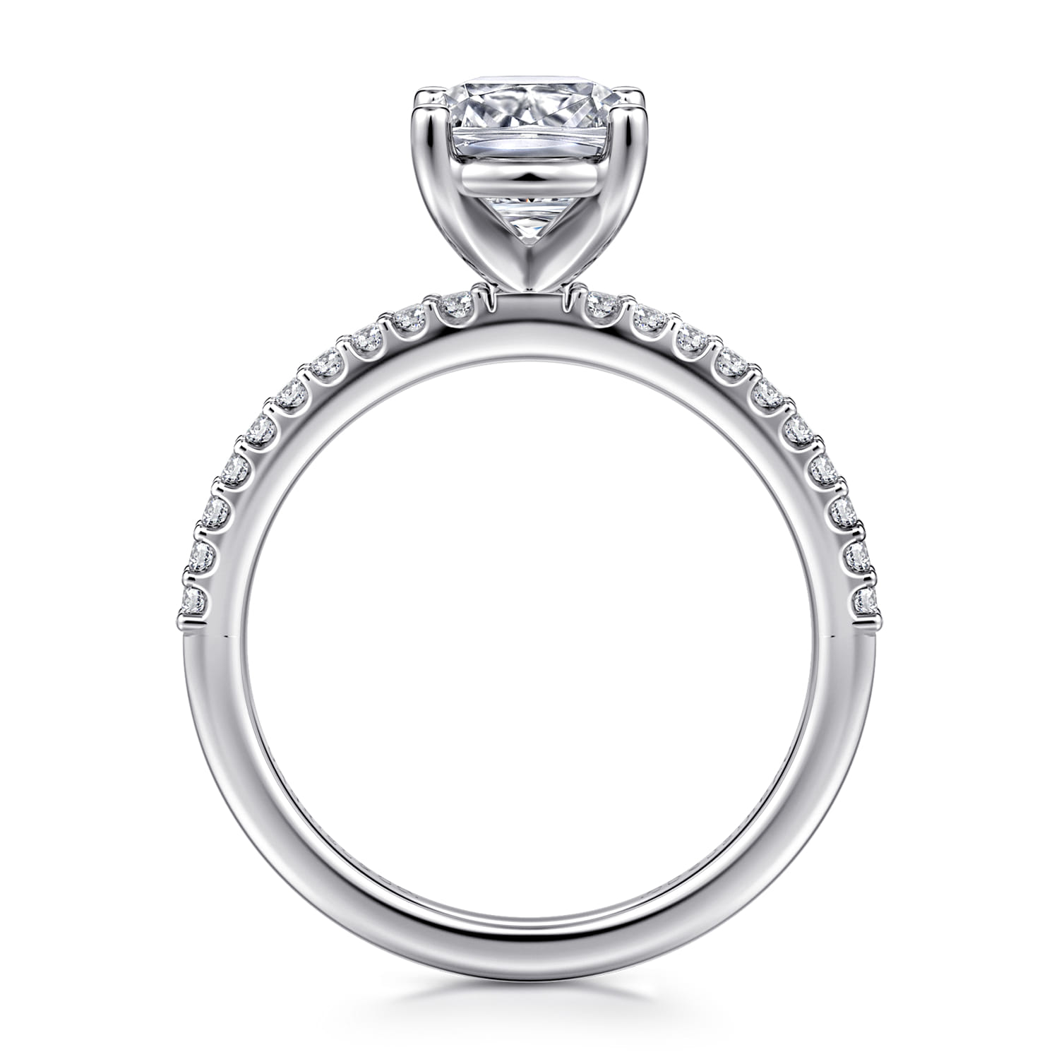 Amata - 14K White Gold Cushion Cut Diamond Engagement Ring - 0.15 ct - Shot 2