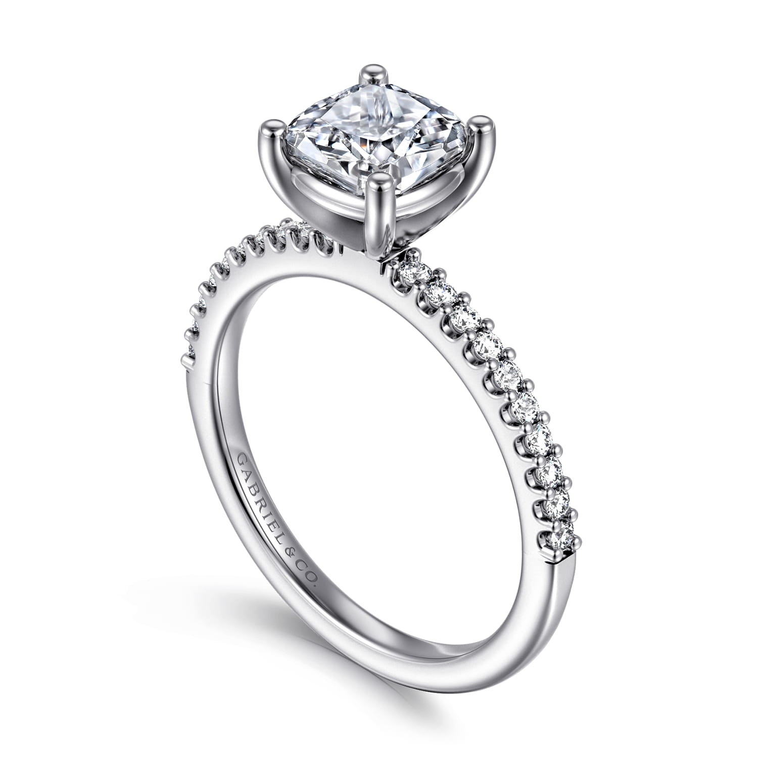 Amata - 14K White Gold Cushion Cut Diamond Engagement Ring - 0.15 ct - Shot 3