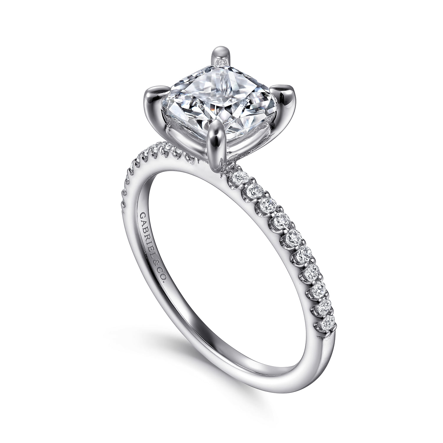 Amata - 14K White Gold Cushion Cut Diamond Engagement Ring - 0.14 ct - Shot 3