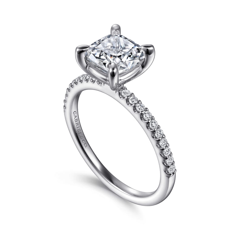 Amata - 14K White Gold Cushion Cut Diamond Engagement Ring - 0.14 ct - Shot 3