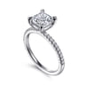Amata - 14K White Gold Cushion Cut Diamond Engagement Ring - 0.14 ct