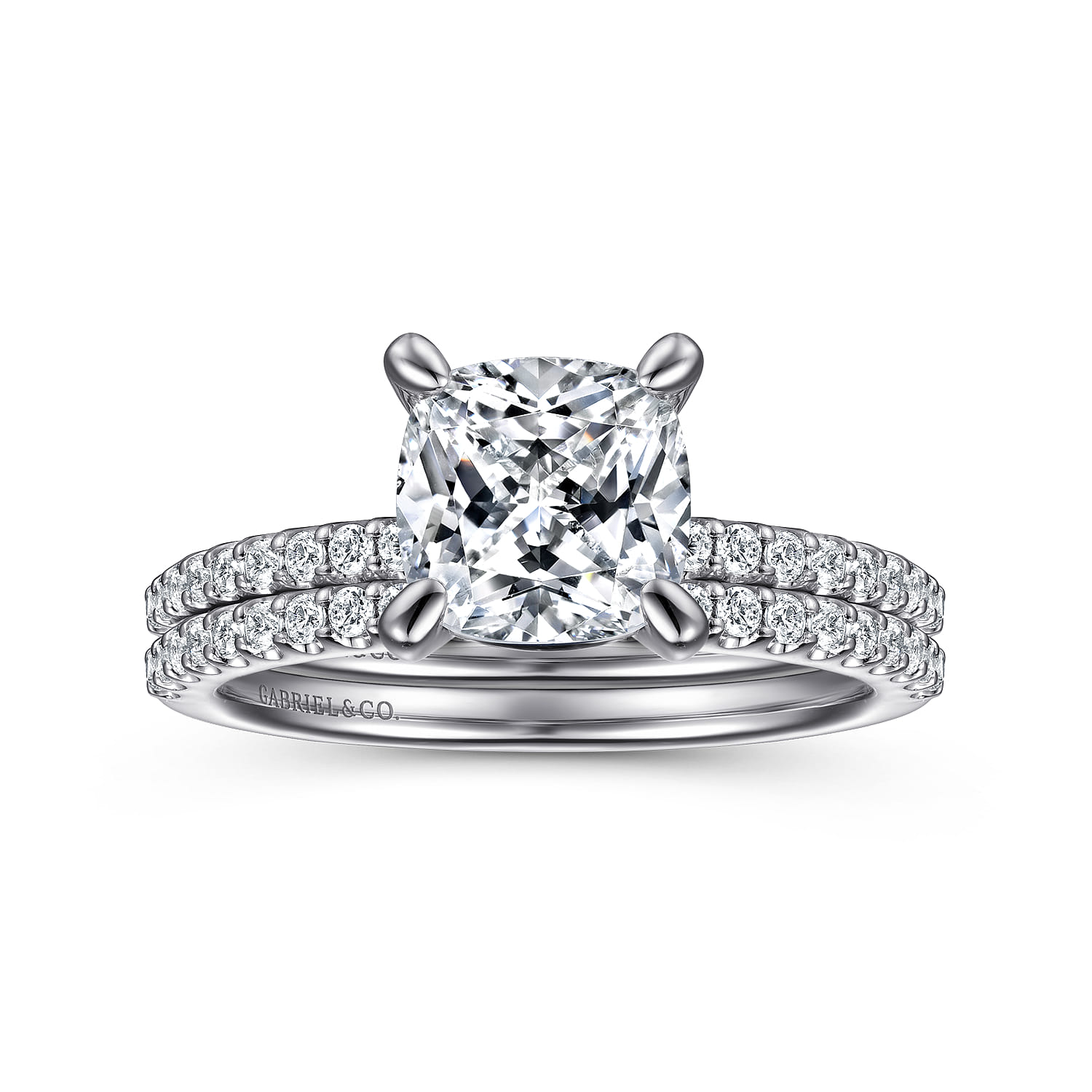 Amata - 14K White Gold Cushion Cut Diamond Engagement Ring - 0.14 ct - Shot 4