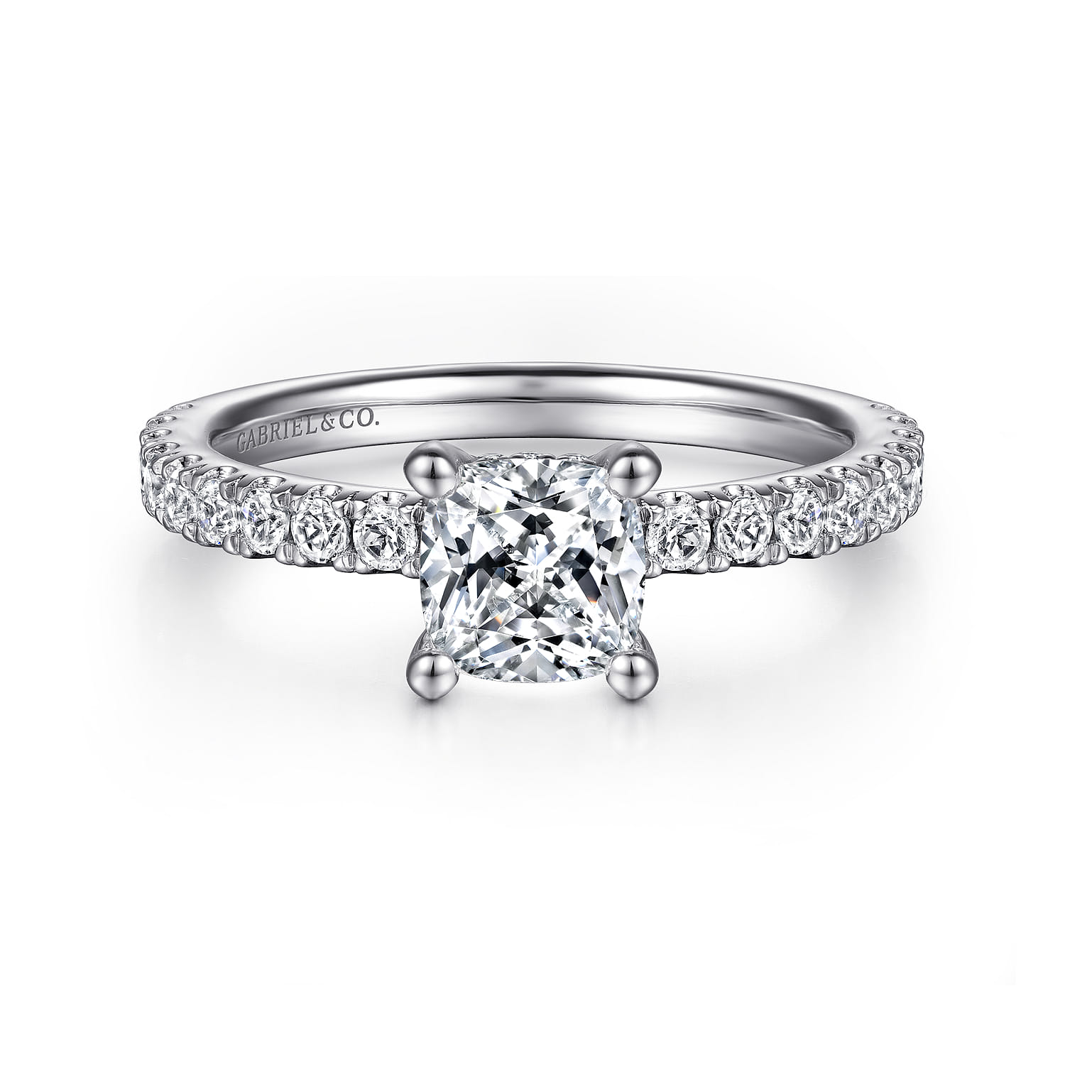 Ulani - 14K White Gold Cushion Cut Diamond Engagement Ring - 0.5 ct - Shot 1