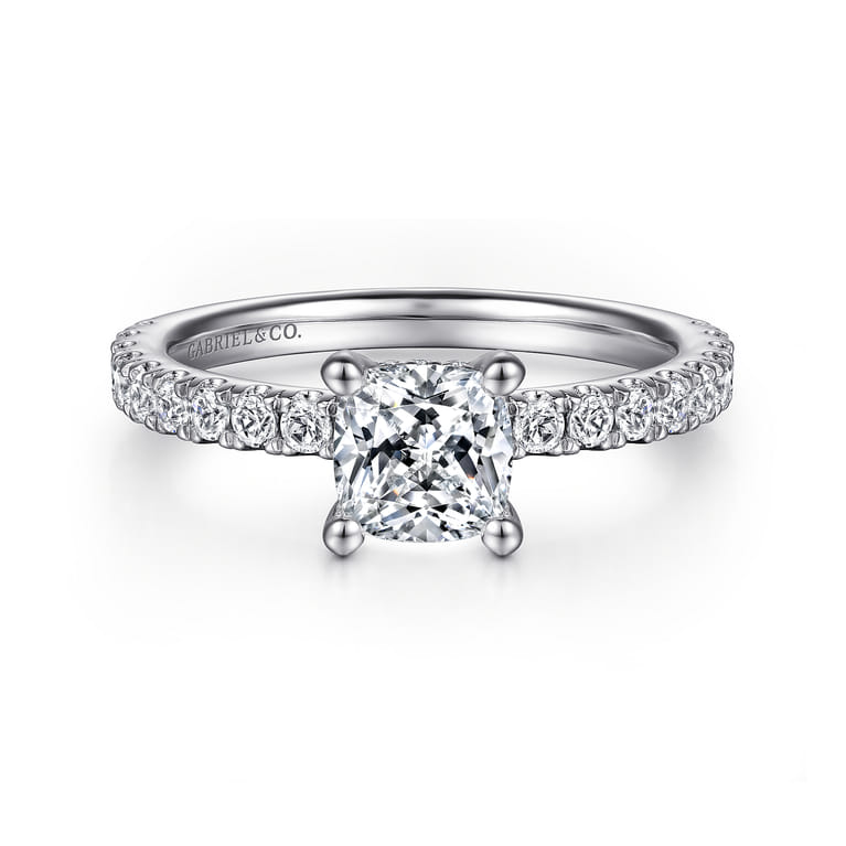 Ulani - 14K White Gold Cushion Cut Diamond Engagement Ring - 0.5 ct - Shot 1