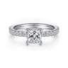 Ulani - 14K White Gold Cushion Cut Diamond Engagement Ring - 0.5 ct