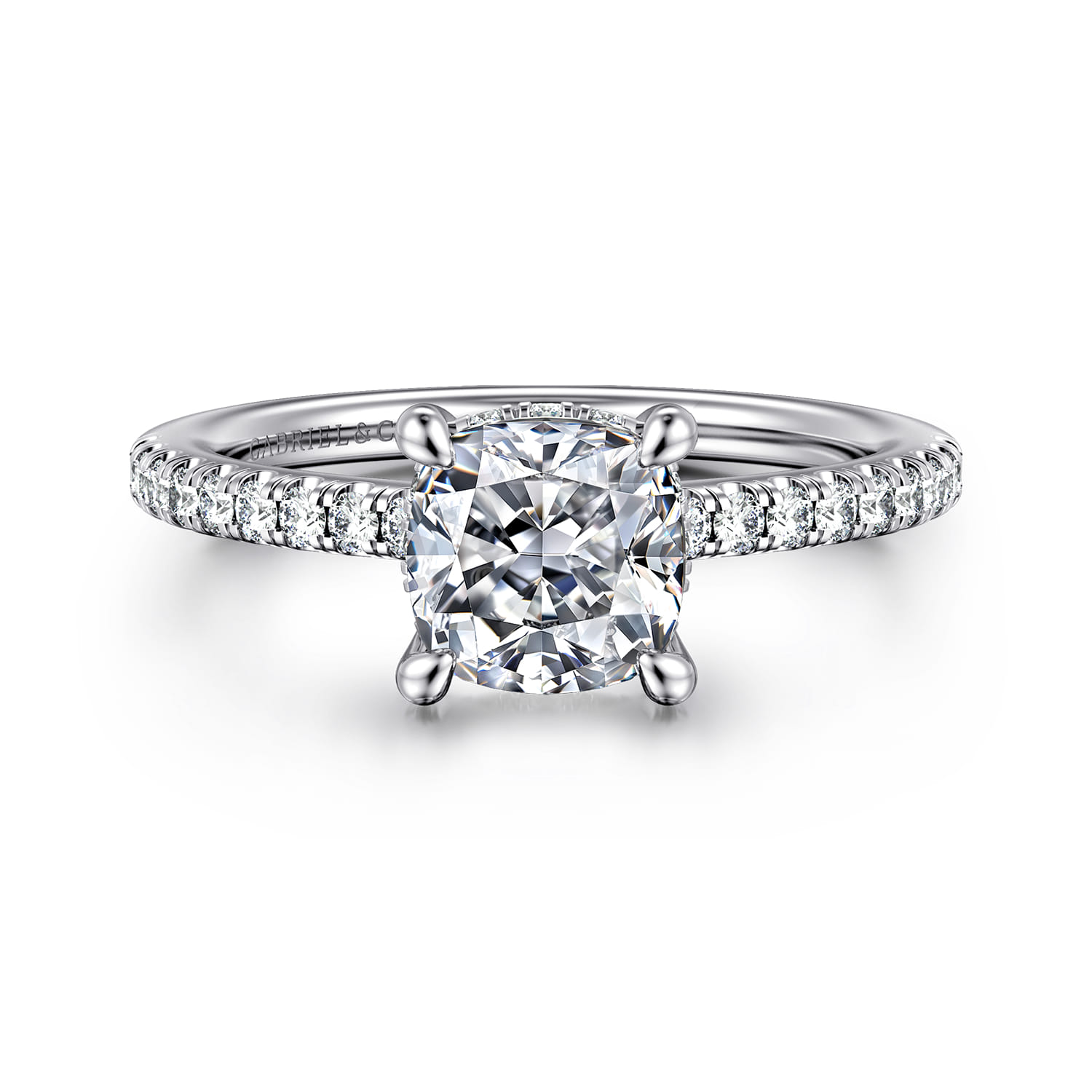 Broderick - 14K White Gold Cushion Cut Diamond Engagement Ring - 0.3 ct - Shot 1