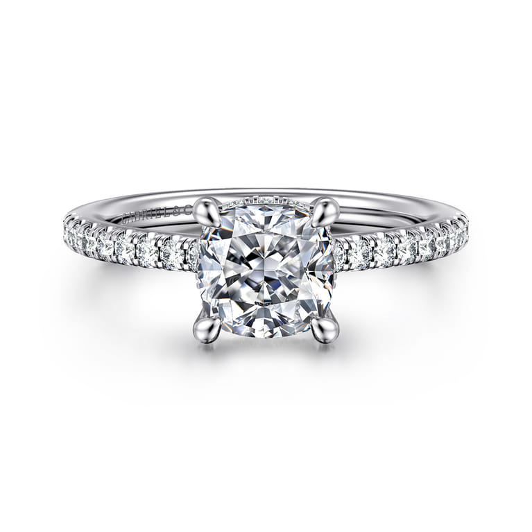Broderick - 14K White Gold Cushion Cut Diamond Engagement Ring - 0.3 ct - Shot 1