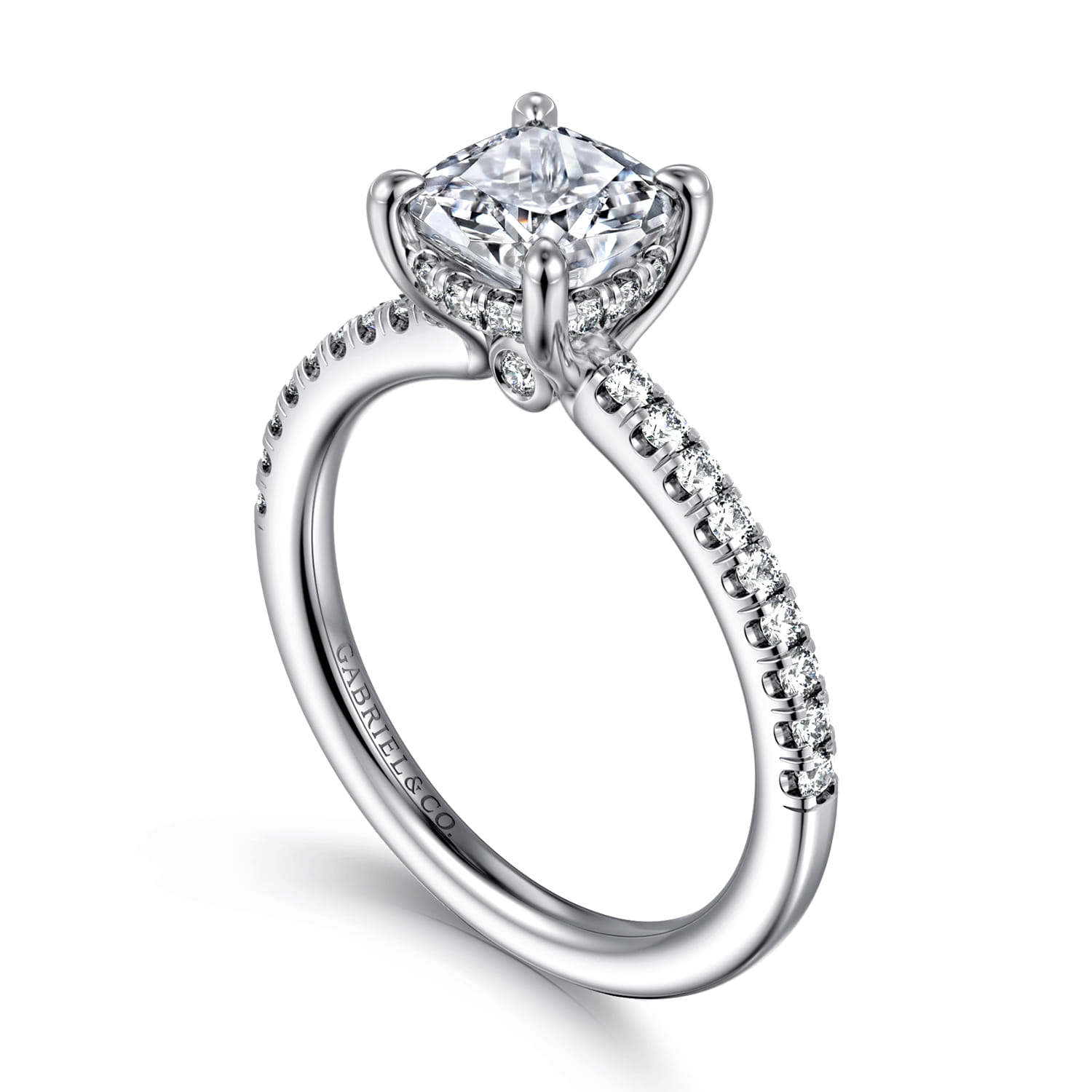 Broderick - 14K White Gold Cushion Cut Diamond Engagement Ring - 0.3 ct - Shot 3