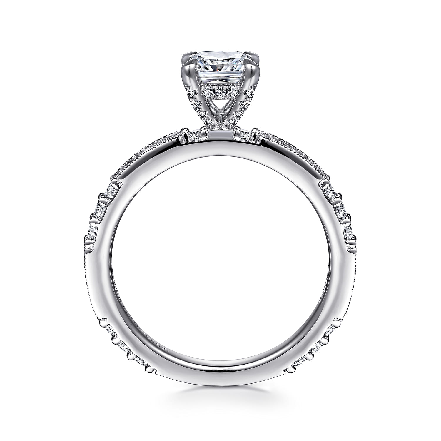 Luca - 14K White Gold Cushion Cut Diamond Engagement Ring - 0.6 ct - Shot 2