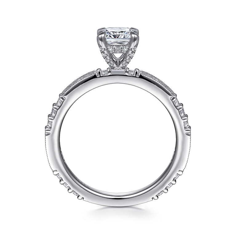 Luca - 14K White Gold Cushion Cut Diamond Engagement Ring - 0.6 ct - Shot 2