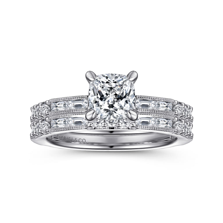 Luca - 14K White Gold Cushion Cut Diamond Engagement Ring - 0.6 ct - Shot 4