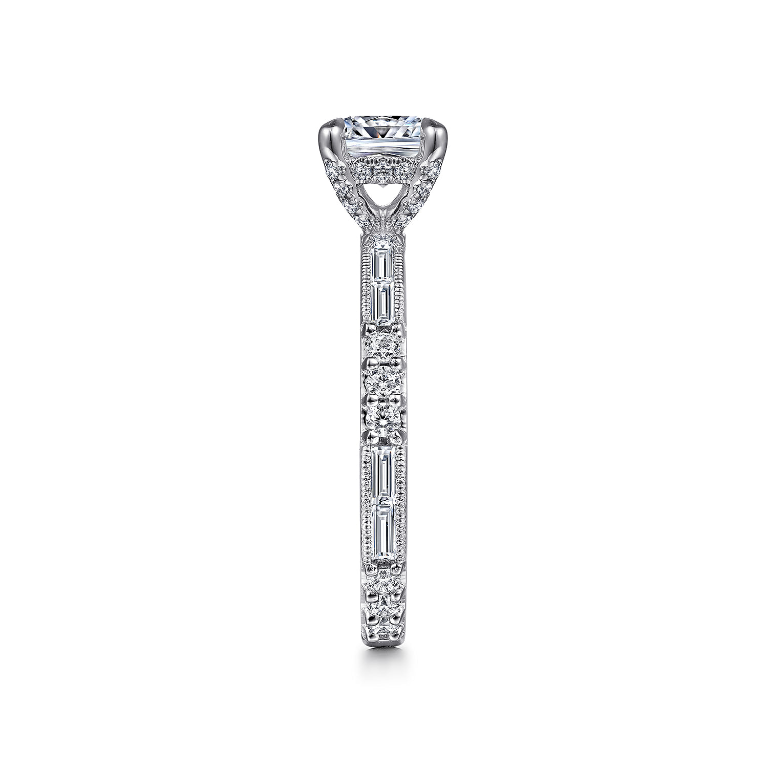 Luca - 14K White Gold Cushion Cut Diamond Engagement Ring - 0.6 ct - Shot 5