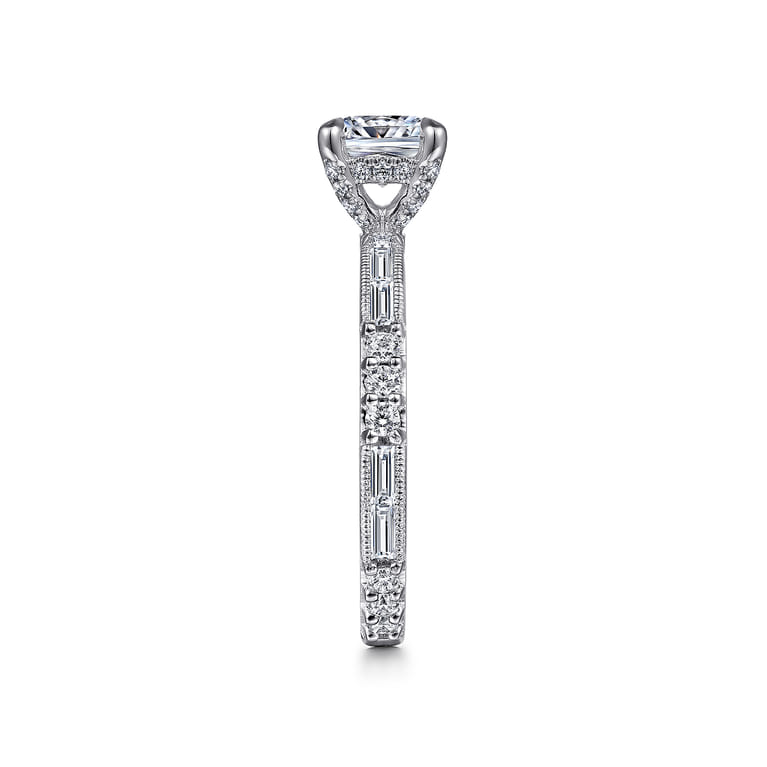 Luca - 14K White Gold Cushion Cut Diamond Engagement Ring - 0.6 ct - Shot 5