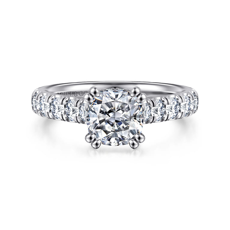 Sarita - 14K White Gold Cushion Cut Diamond Engagement Ring - 0.9 ct - Shot 1
