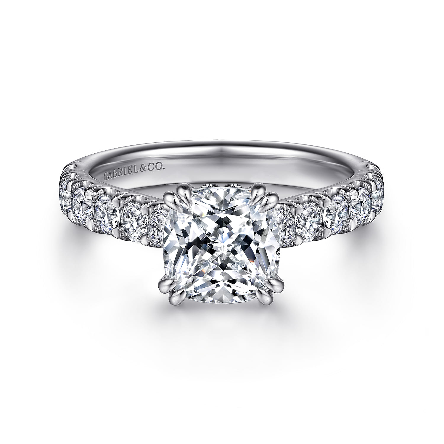 Sarita - 14K White Gold Cushion Cut Diamond Engagement Ring - 0.9 ct - Shot 1