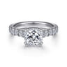 Sarita - 14K White Gold Cushion Cut Diamond Engagement Ring - 0.9 ct