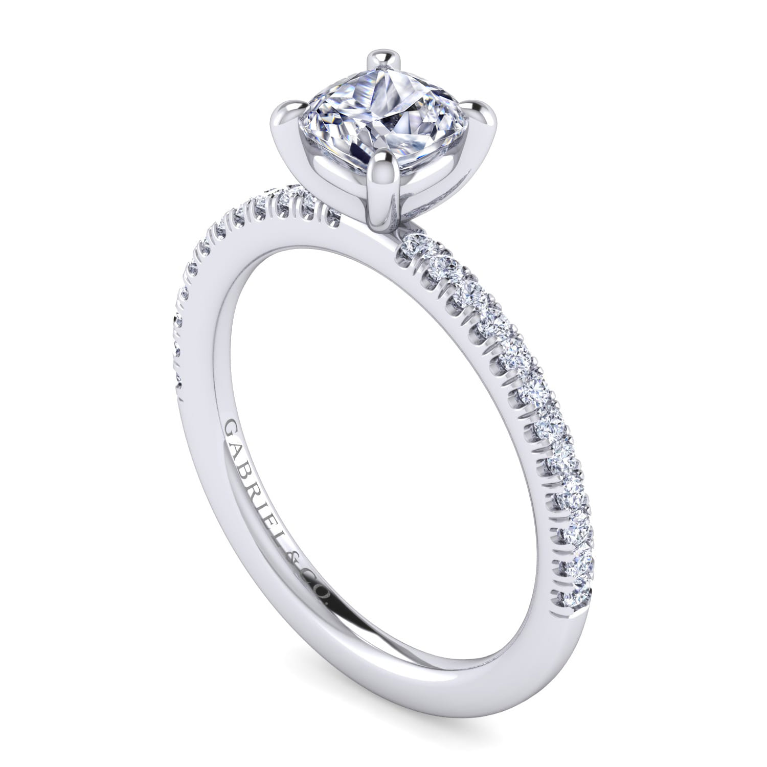 Evelyn - 14K White Gold Cushion Cut Diamond Engagement Ring - 0.18 ct - Shot 3
