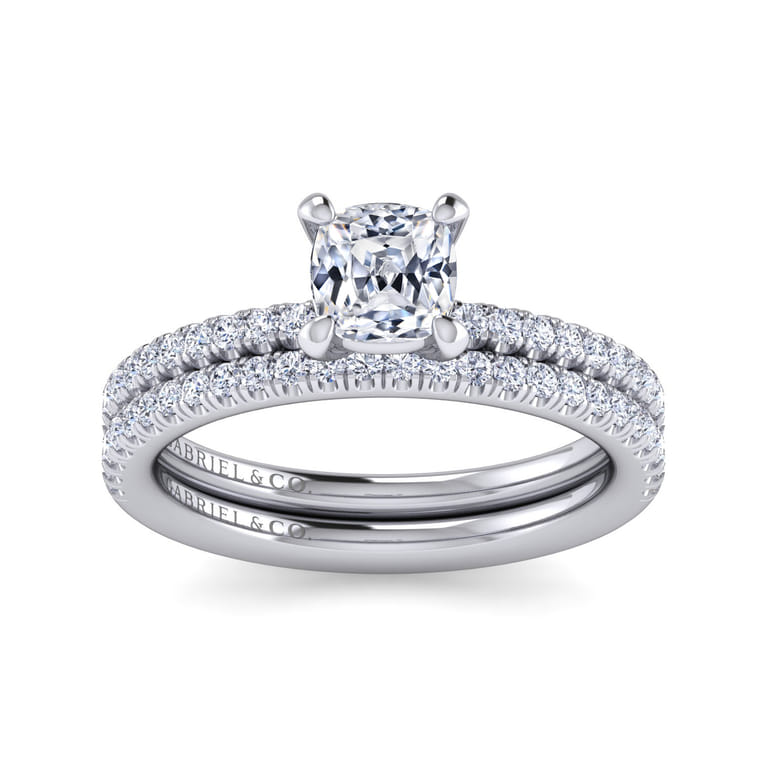 Evelyn - 14K White Gold Cushion Cut Diamond Engagement Ring - 0.18 ct - Shot 4