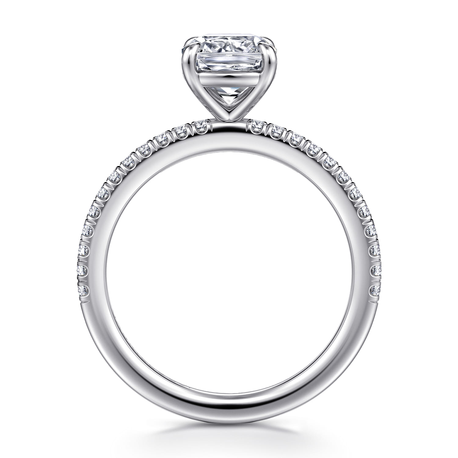 Evelyn - 14K White Gold Cushion Cut Diamond Engagement Ring - 0.18 ct - Shot 2