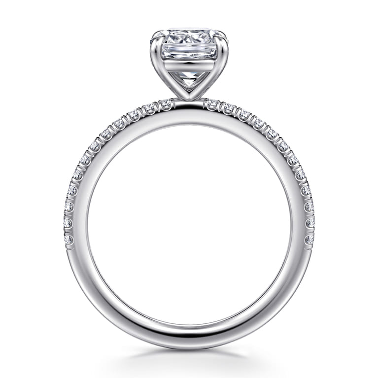 Evelyn - 14K White Gold Cushion Cut Diamond Engagement Ring - 0.18 ct - Shot 2