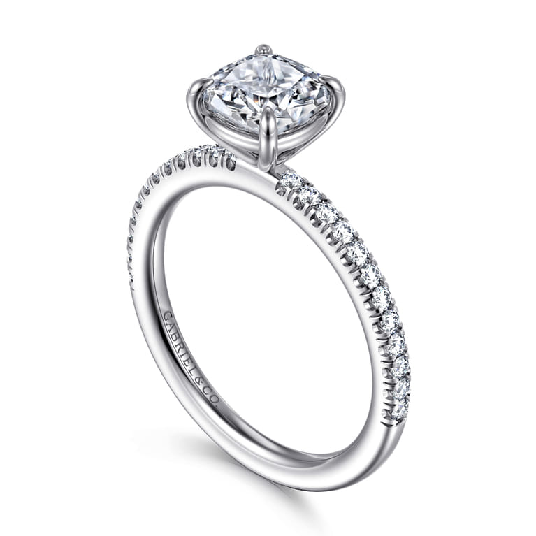 Evelyn - 14K White Gold Cushion Cut Diamond Engagement Ring - 0.18 ct - Shot 3