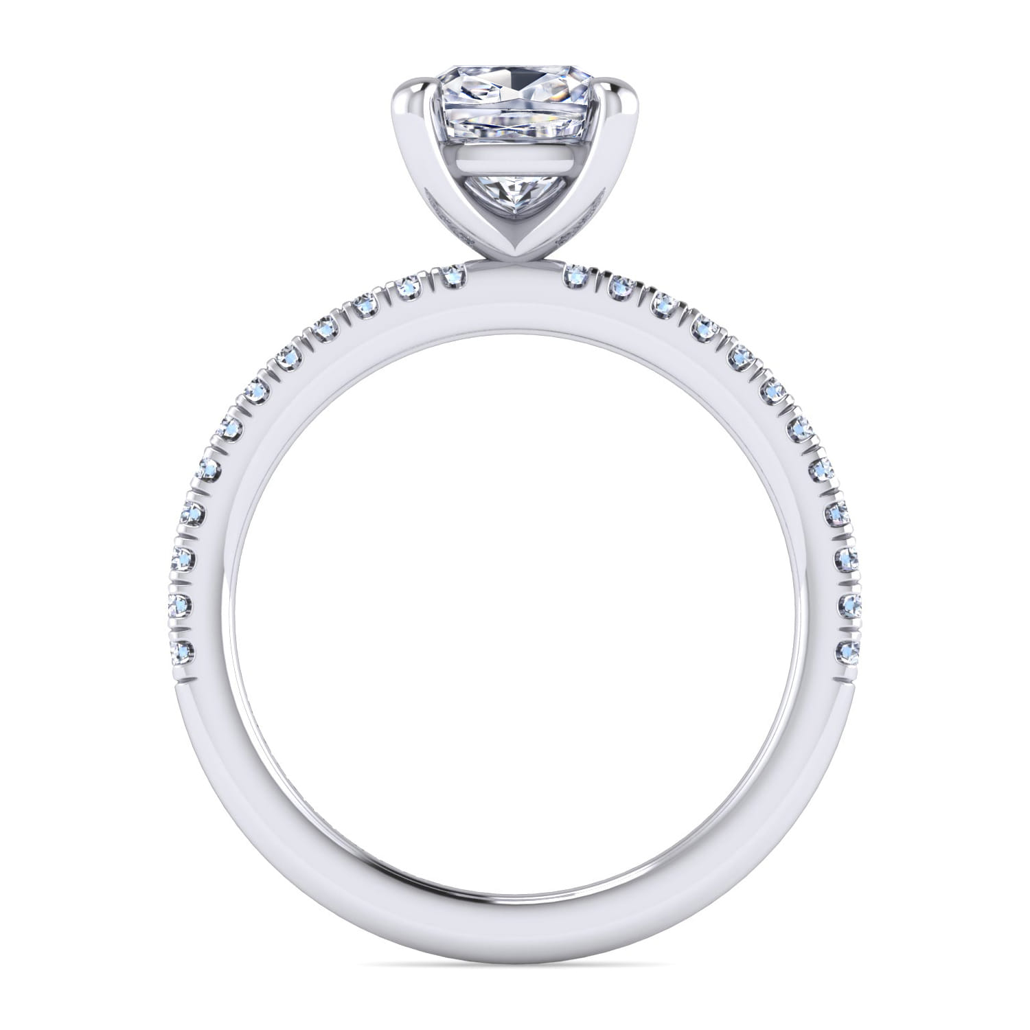 Evelyn - 14K White Gold Cushion Cut Diamond Engagement Ring - 0.18 ct - Shot 2