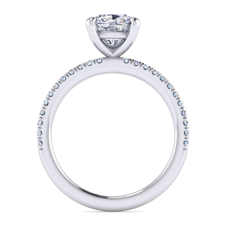 Evelyn - 14K White Gold Cushion Cut Diamond Engagement Ring - 0.18 ct - Shot 2