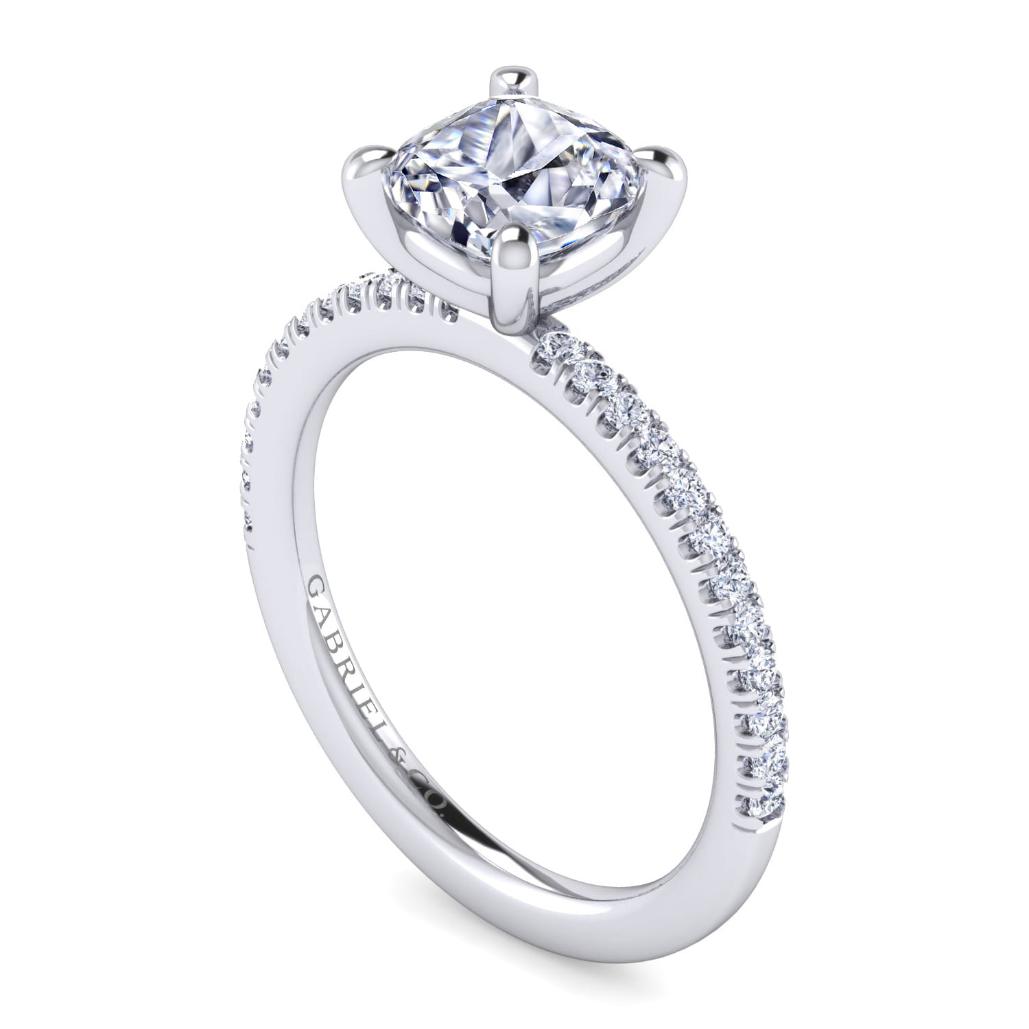 Evelyn - 14K White Gold Cushion Cut Diamond Engagement Ring - 0.18 ct - Shot 3