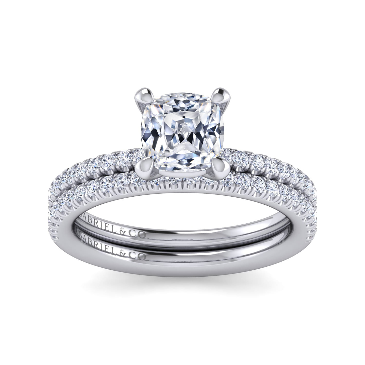 Evelyn - 14K White Gold Cushion Cut Diamond Engagement Ring - 0.18 ct - Shot 4