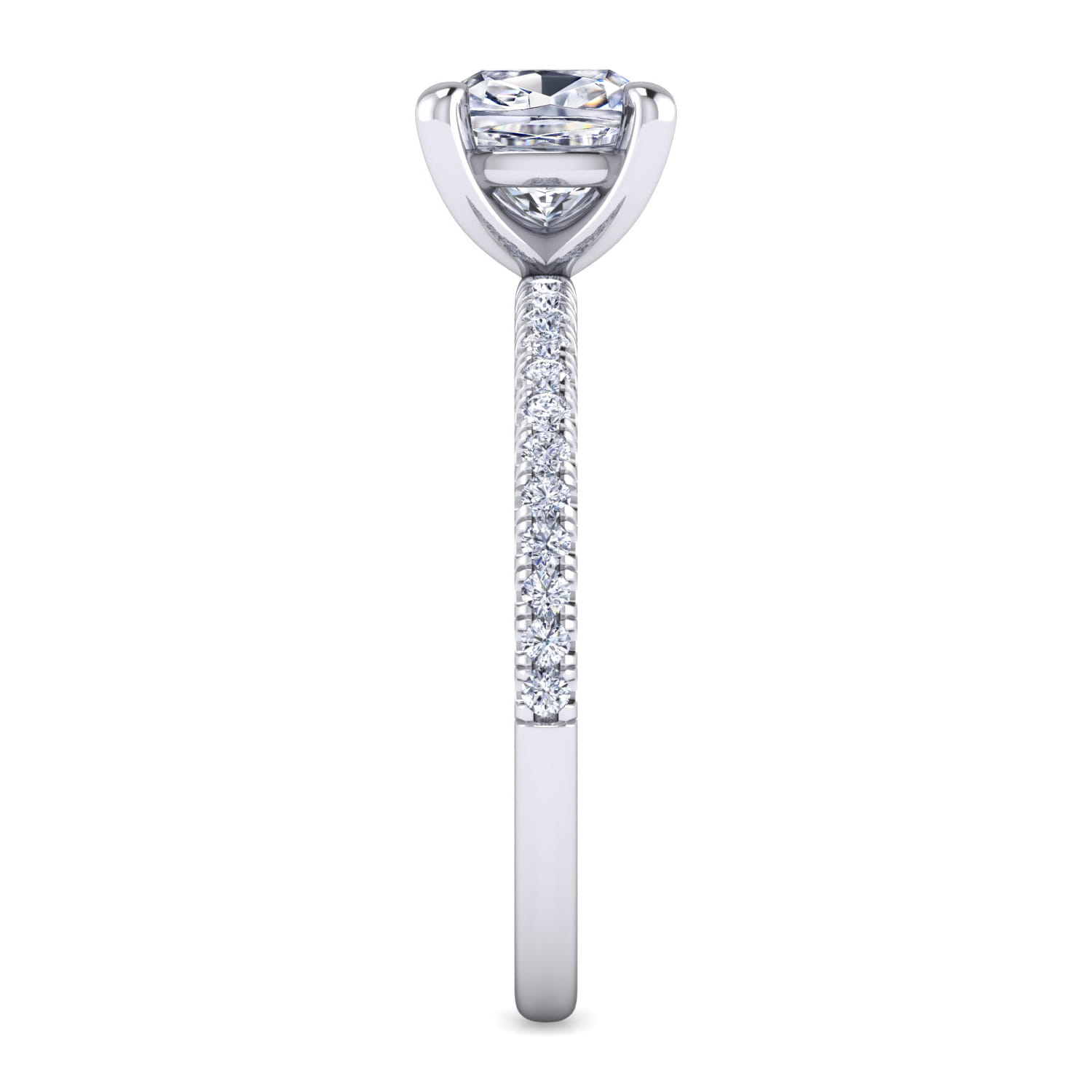 Evelyn - 14K White Gold Cushion Cut Diamond Engagement Ring - 0.18 ct - Shot 5