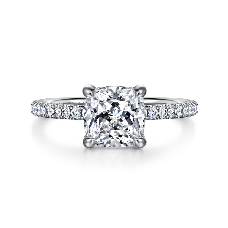 Evelyn - 14K White Gold Cushion Cut Diamond Engagement Ring - 0.18 ct - Shot 1