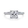 Evelyn - 14K White Gold Cushion Cut Diamond Engagement Ring - 0.18 ct