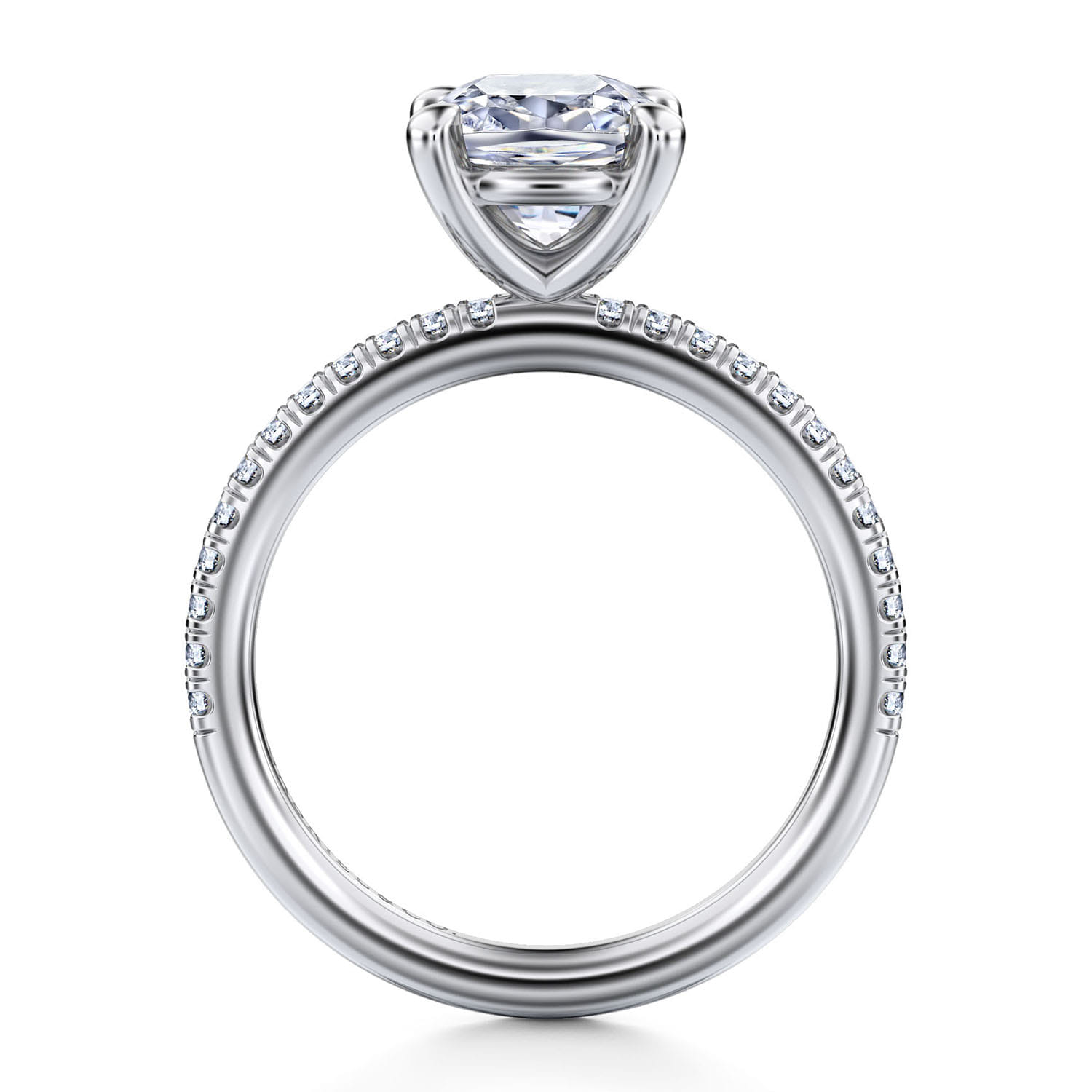 Evelyn - 14K White Gold Cushion Cut Diamond Engagement Ring - 0.18 ct - Shot 2