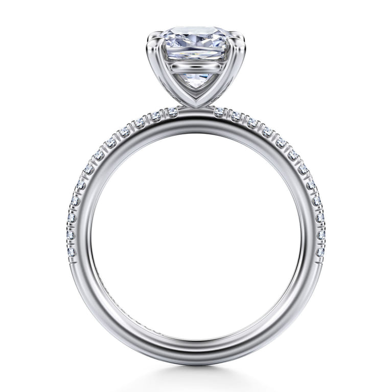 Evelyn - 14K White Gold Cushion Cut Diamond Engagement Ring - 0.18 ct - Shot 2
