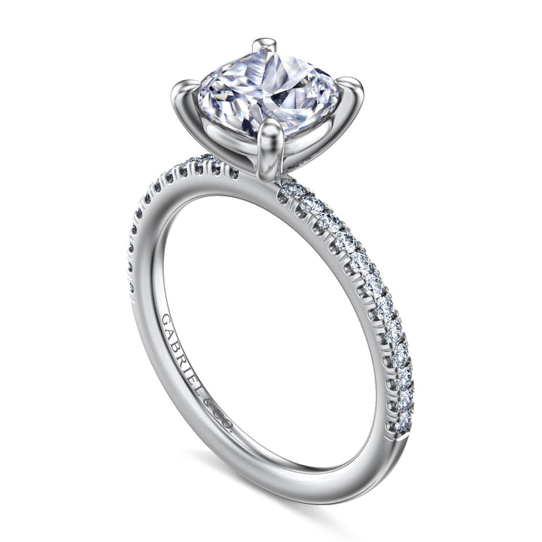 Evelyn - 14K White Gold Cushion Cut Diamond Engagement Ring - 0.18 ct - Shot 3