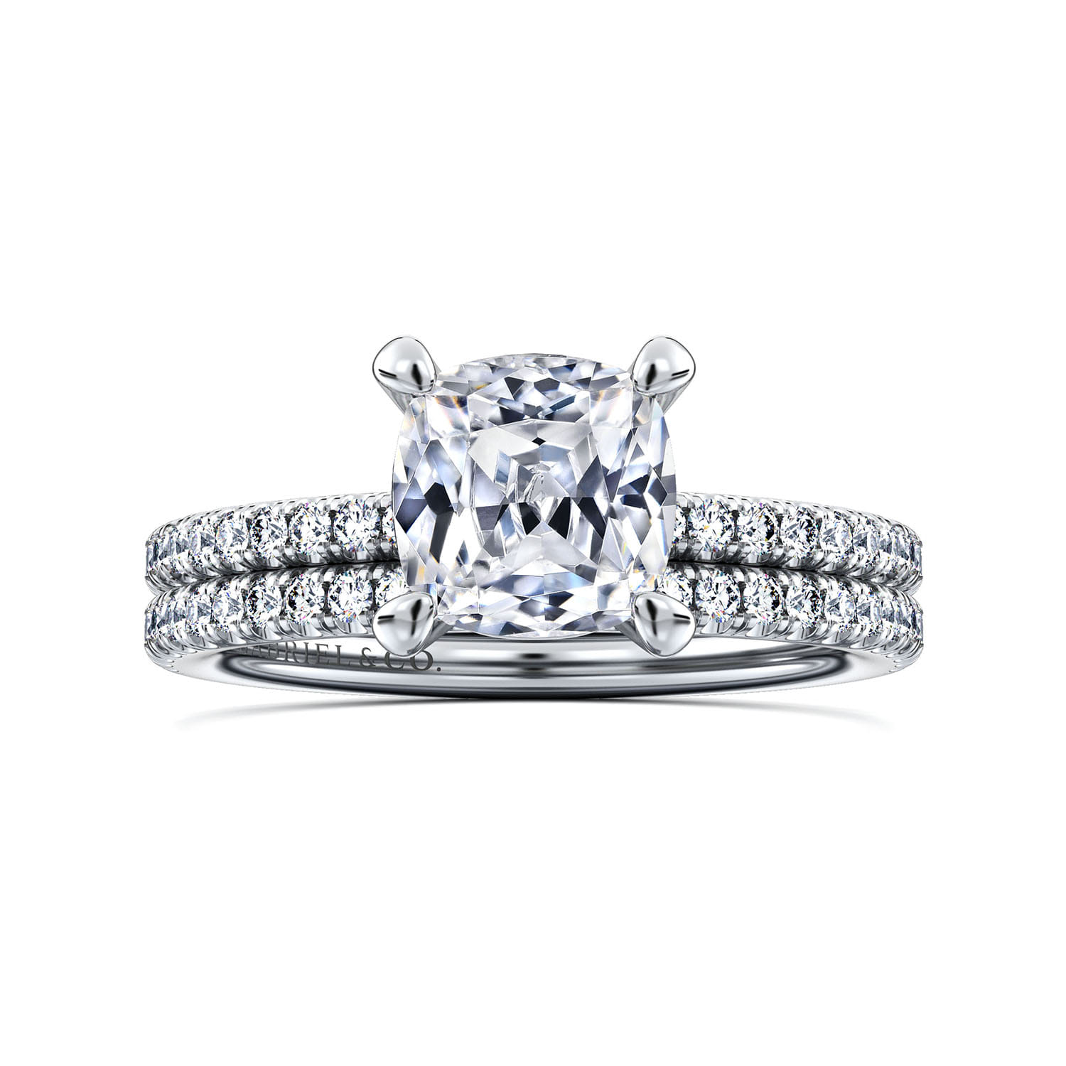 Evelyn - 14K White Gold Cushion Cut Diamond Engagement Ring - 0.18 ct - Shot 4