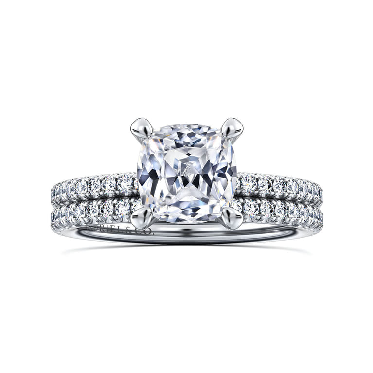 Evelyn - 14K White Gold Cushion Cut Diamond Engagement Ring - 0.18 ct - Shot 4