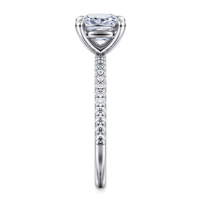 Evelyn - 14K White Gold Cushion Cut Diamond Engagement Ring - 0.18 ct - Shot 5